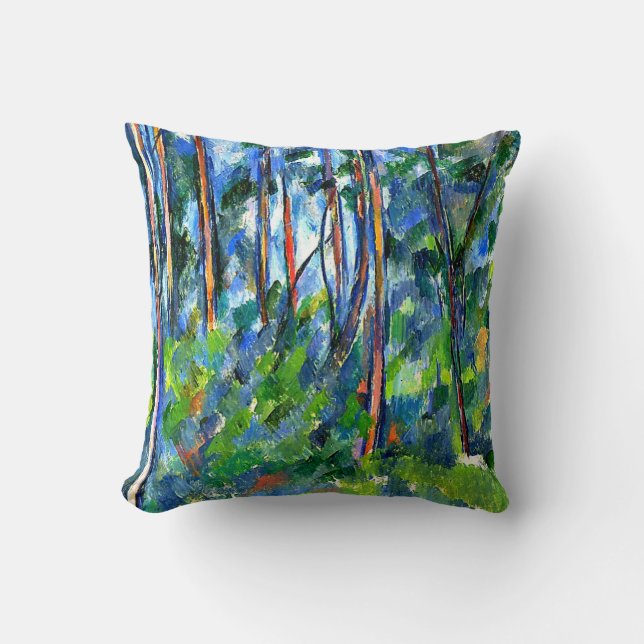 Cezanne - In the Woods, famous painting Throw Pillow (Front)