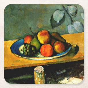 Cezanne - Peaches, Pears and Grapes Square Paper Coaster