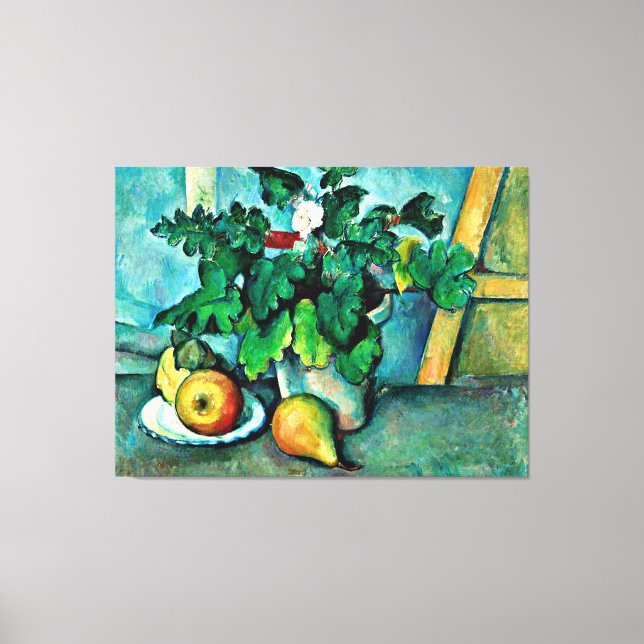 Cezanne - Pot of Primroses and Fruit Canvas Print (Front)
