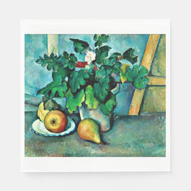Cezanne - Pot of Primroses and Fruit Napkins (Front)