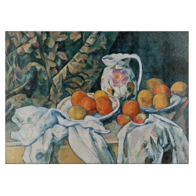 Cezanne Still Life Curtain,Flowered Pitcher,Fruit Cutting Board (Front)