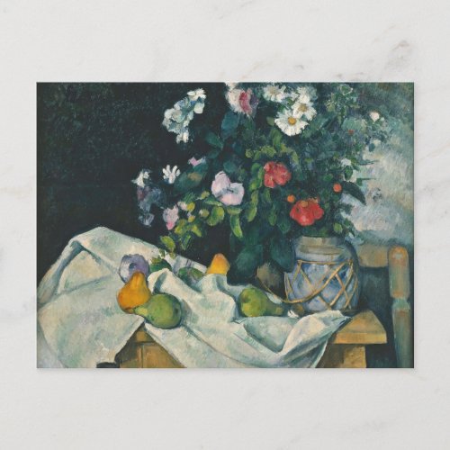 Czanne Still Life Flowers and Fruit Fine Art Postcard