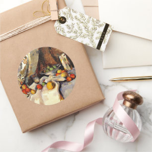 Cezanne - Still Life Post, Bottle, Cup and Fruit Classic Round Sticker