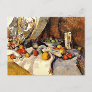 Cezanne - Still Life Post, Bottle, Cup and Fruit Postcard
