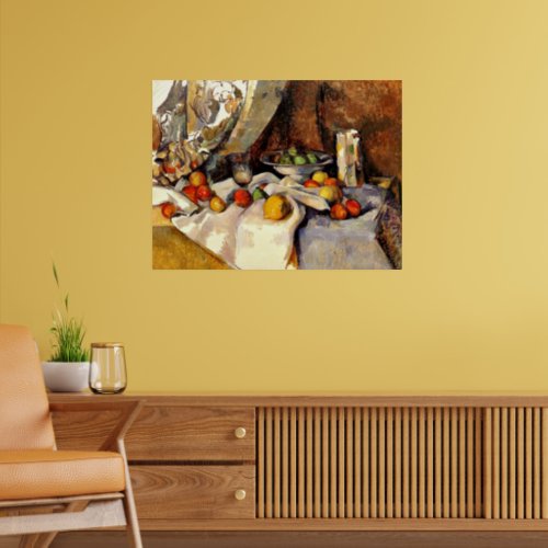 Cezanne _ Still Life Post Bottle Cup and Fruit Poster