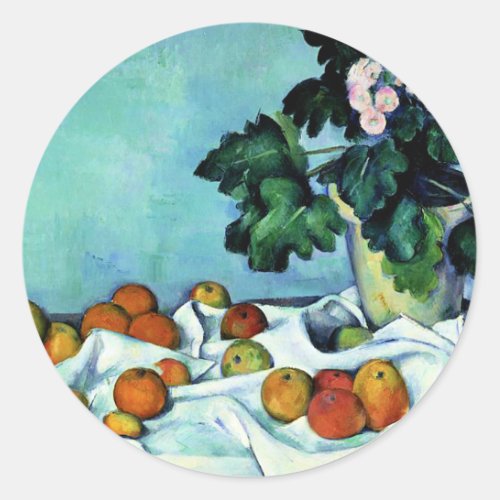 Cezanne _ Still Life with Apples and Primroses Classic Round Sticker