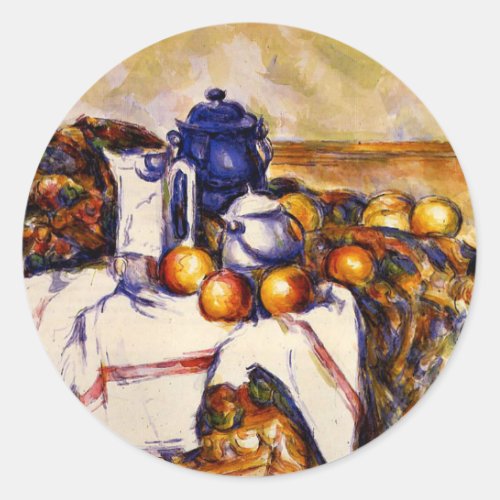 Cezanne _ Still Life with Blue Pot Classic Round Sticker