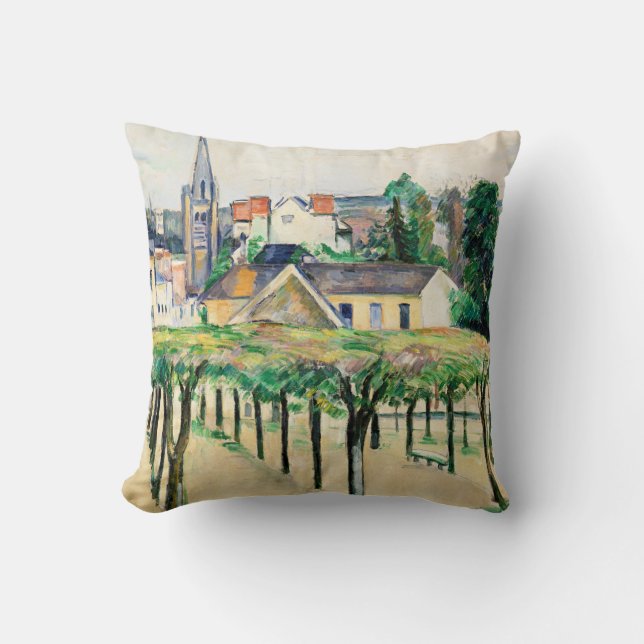 Cezanne - Village Square (Place de village) Throw Pillow (Front)