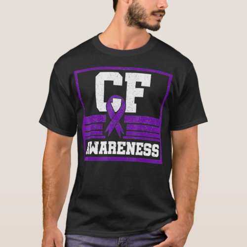 CF Awareness Cystic Fibrosis Purple Ribbon Mucovis T_Shirt