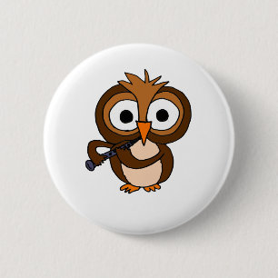 CF- Funny Owl Playing the Clarinet Button
