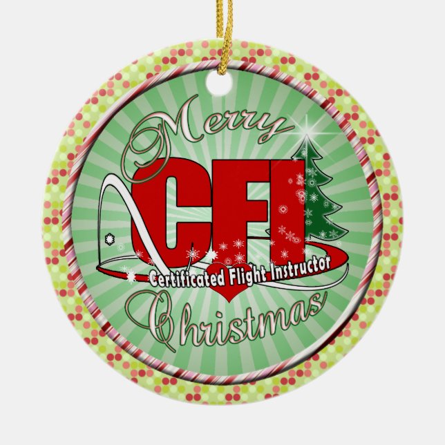 CFI CHRISTMAS Certificated Flight Instructor Ceramic Ornament (Front)