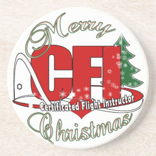 CFI CHRISTMAS Certificated Flight Instructor Drink Coaster