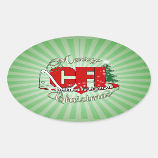 CFI CHRISTMAS Certificated Flight Instructor Oval Sticker