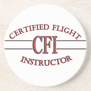 CFI LOGO RED CERTIFIED FLIGHT INSTRUCTOR DRINK COASTER