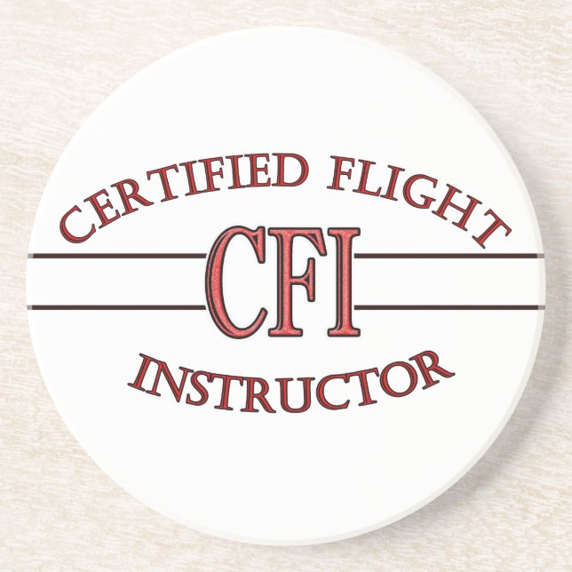 CFI LOGO RED CERTIFIED FLIGHT INSTRUCTOR DRINK COASTER (Front)
