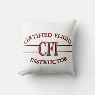 CFI LOGO RED CERTIFIED FLIGHT INSTRUCTOR THROW PILLOW