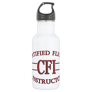 CFI LOGO RED CERTIFIED FLIGHT INSTRUCTOR WATER BOTTLE