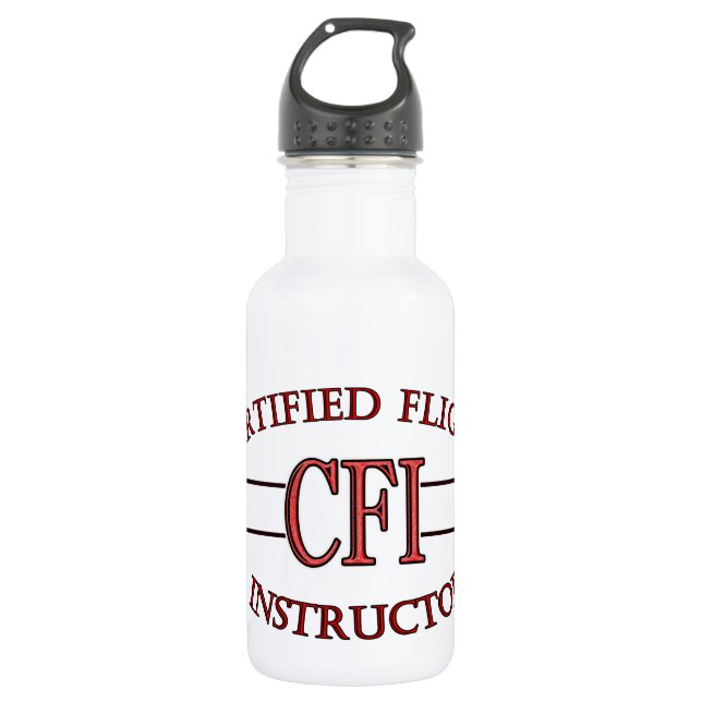 CFI LOGO RED CERTIFIED FLIGHT INSTRUCTOR WATER BOTTLE (Front)