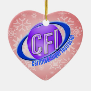 CFI ORB SWOOSH LOGO CERTIFIED FLIGHT INSTRUCTOR CERAMIC ORNAMENT