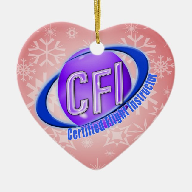 CFI ORB SWOOSH LOGO CERTIFIED FLIGHT INSTRUCTOR CERAMIC ORNAMENT (Front)
