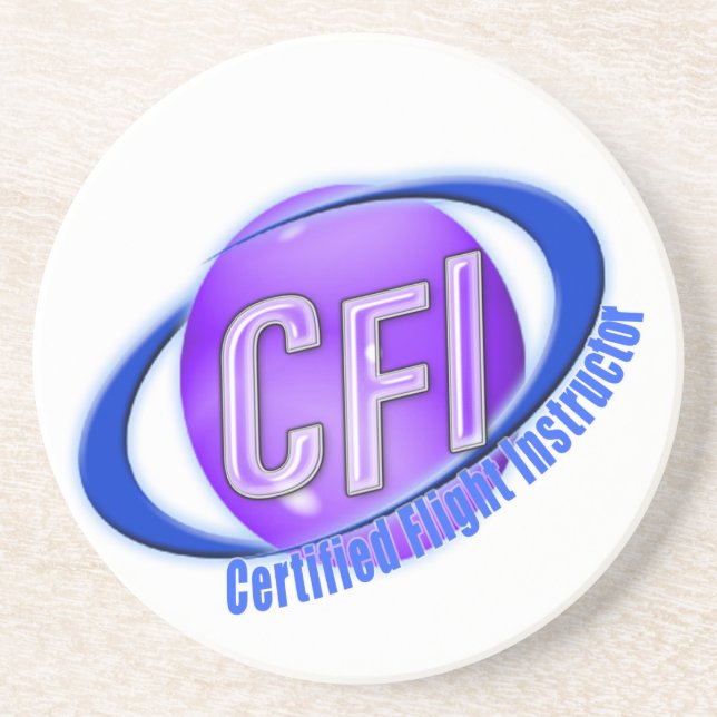 CFI ORB SWOOSH LOGO CERTIFIED FLIGHT INSTRUCTOR DRINK COASTER (Front)
