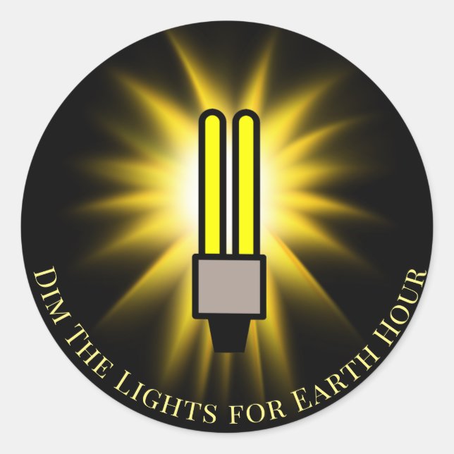 CFL Bulb Dim The Lights Earth Hour  Classic Round Sticker (Front)