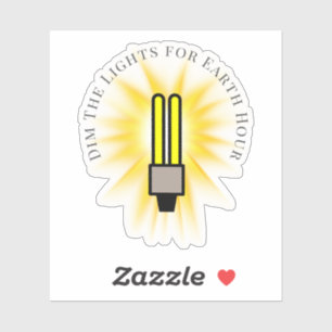 CFL Bulb Dim The Lights Earth Hour Sticker