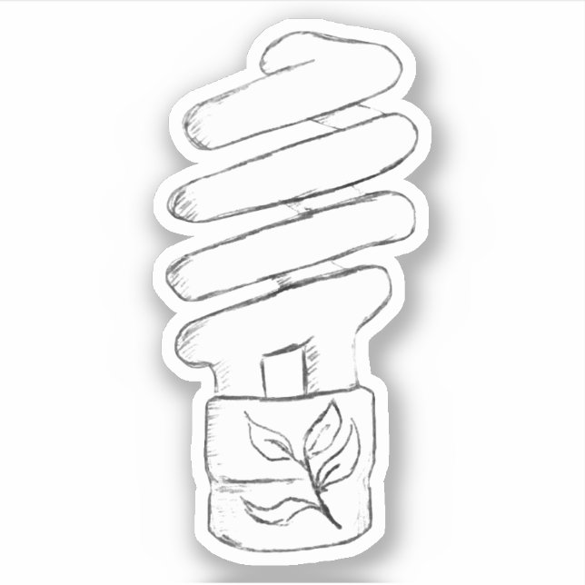 CFL Light Bulb Sketch Sticker (Front)