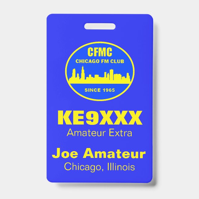 CFMC Vertical Call Sign & Name Badge (Front)