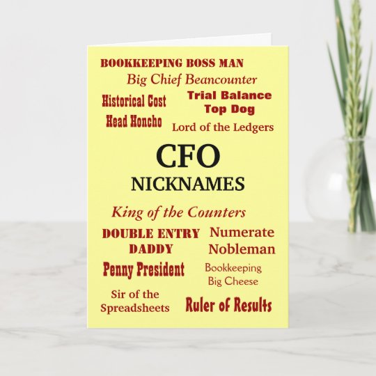 CFO Birthday Cruel Joke Nicknames And Titles Card Zazzle