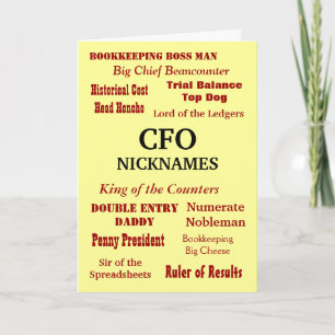 CFO Birthday Cruel Joke Nicknames and Titles Card