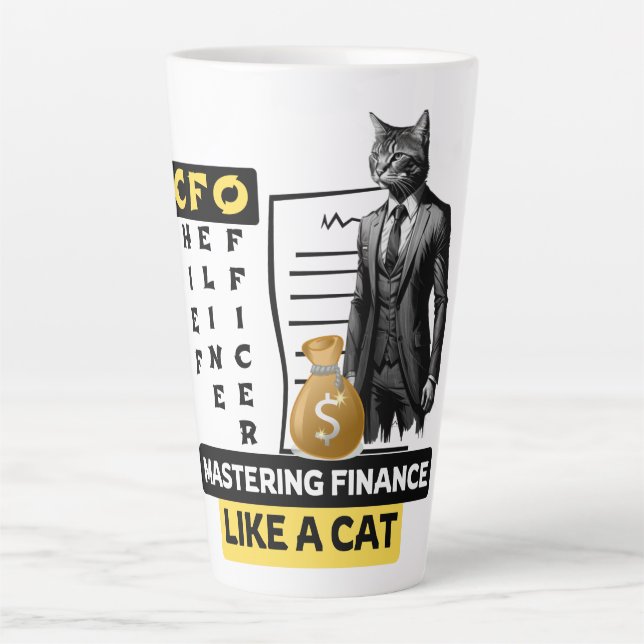 CFO (Chief Feline Officer): Mastering Finance  Latte Mug (Front)