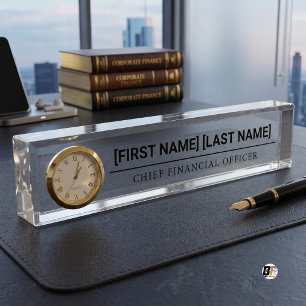 CFO Title Professional Typography Clear Gold Desk Name Plate