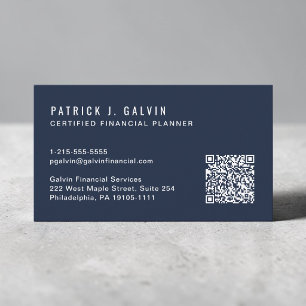 CFP Certified Financial Planner QR Code Blue Business Card