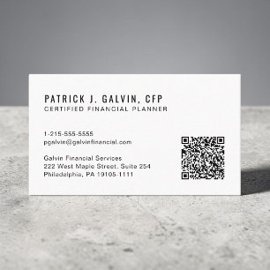CFP Certified Financial Planner QR Code Business Card