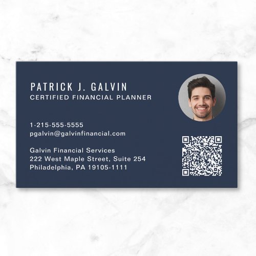 CFP Certified Financial Planner QR Code Photo Business Card