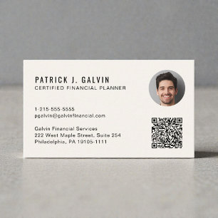 CFP Certified Financial Planner QR Code Photo Business Card