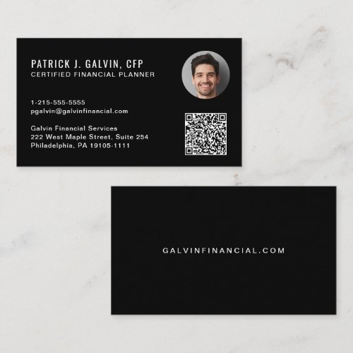CFP Certified Financial Planner QR Code Photo Business Card