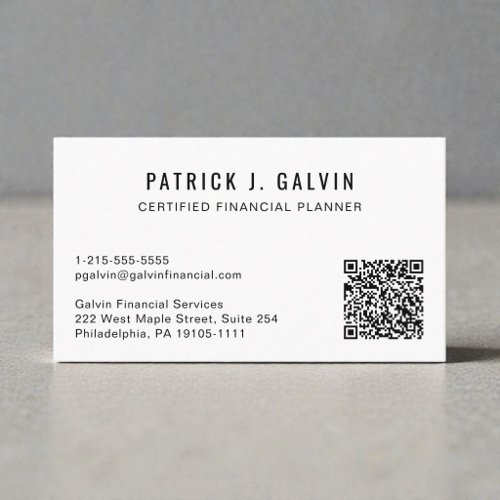 CFP Financial Planner QR Code Business Card