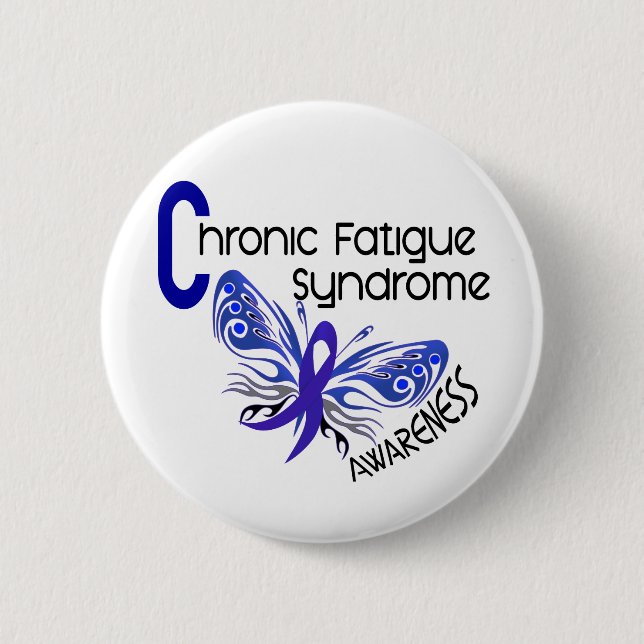 CFS Chronic Fatigue Syndrome Tattoo Butterfly Button (Front)
