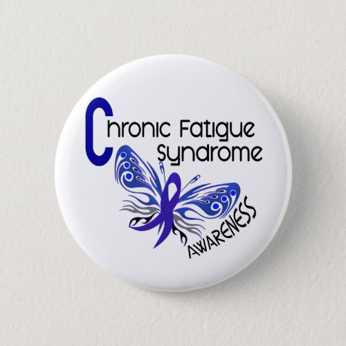 CFS Chronic Fatigue Syndrome Tattoo Butterfly Button