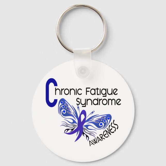 CFS Chronic Fatigue Syndrome Tattoo Butterfly Keychain (Front)