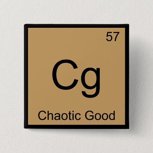 Cg - Chaotic Good Funny Chemistry Element Symbol T Button (Front)