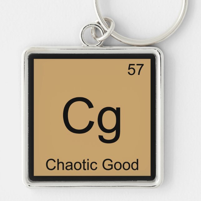 Cg - Chaotic Good Funny Chemistry Element Symbol T Keychain (Front)