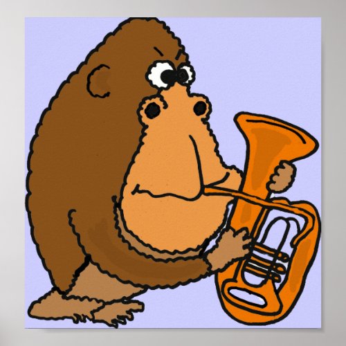 CG_ Funny Gorilla Playing the Tuba Poster