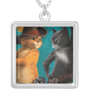 Cg Puss Kitty Silver Plated Necklace by pussinboots at Zazzle