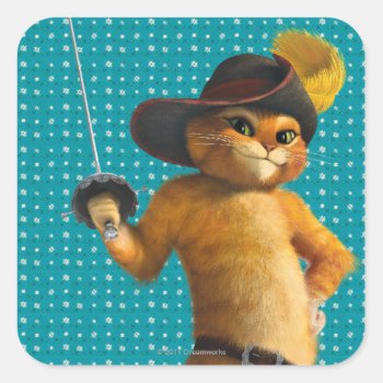 Cg Puss Waves Sword Square Sticker by pussinboots at Zazzle