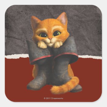 Cg Young Puss Square Sticker by pussinboots at Zazzle