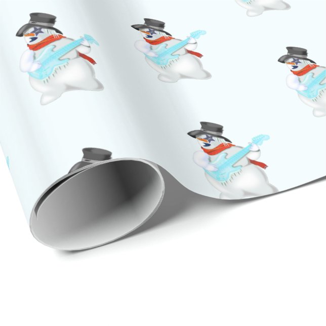 Cgristmas Snowman Guitarist Wrapping Paper (Roll Corner)