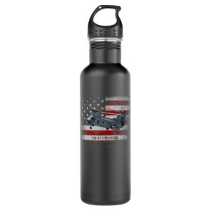 CH47 Chinook Helicopter USA Flag Helicopter Pilot  Stainless Steel Water Bottle